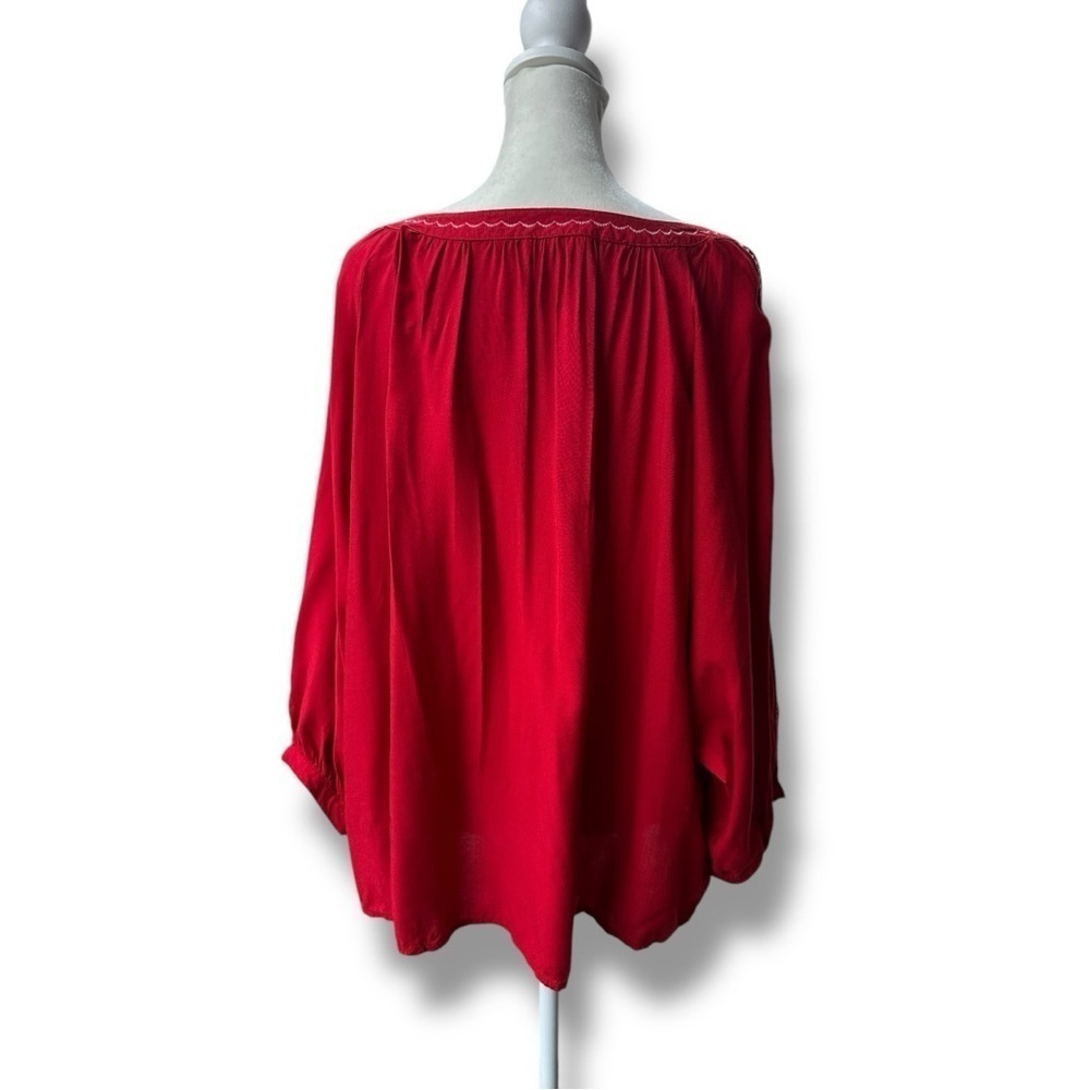 Ariat Ali Red Embroidered Peasant Blouse | Size Large - Picture 7 of 11